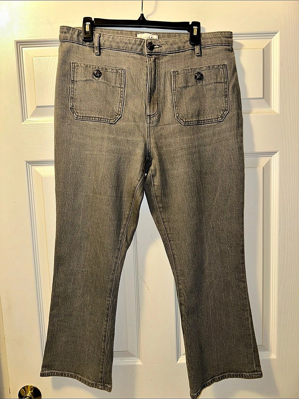 Women’s LOFT Patch Pocket High Rise Kick Crop Jeans Gray - Size 12 (31)